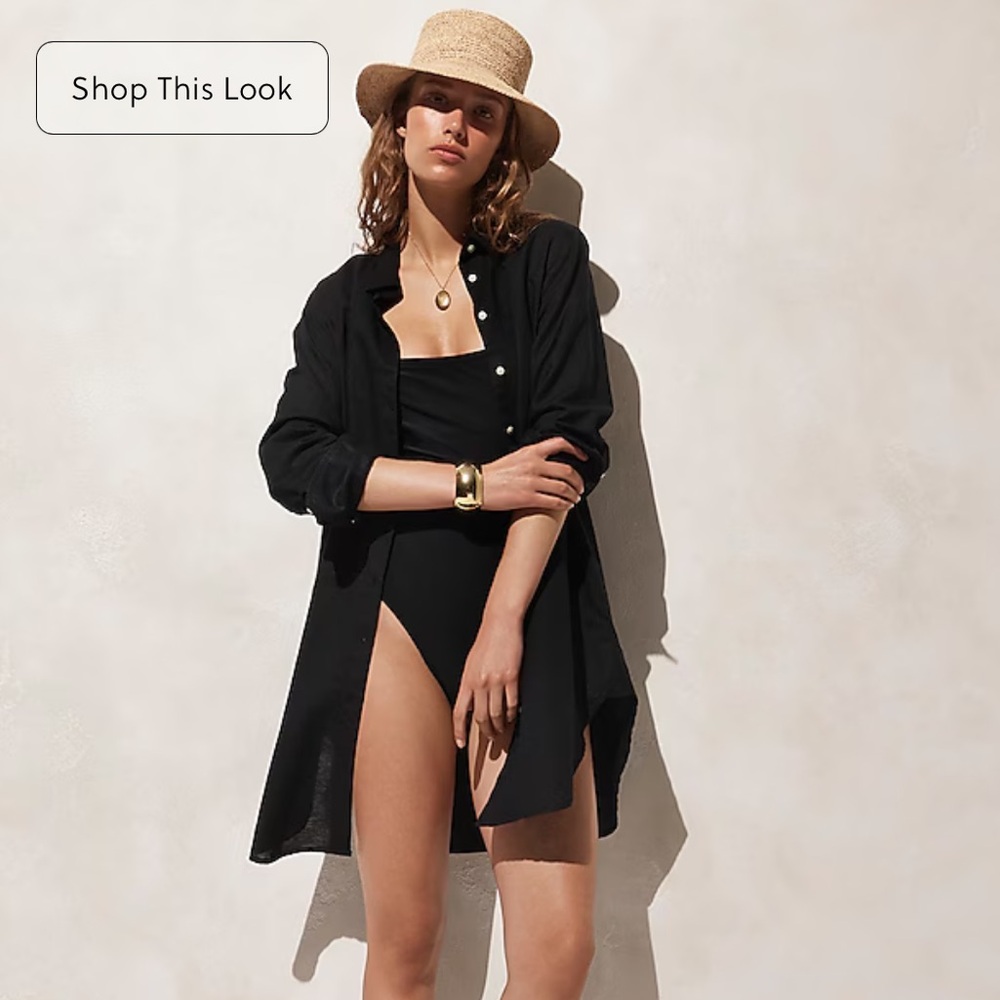 J Crew Linen Cotton Beach Shirt Cover Up